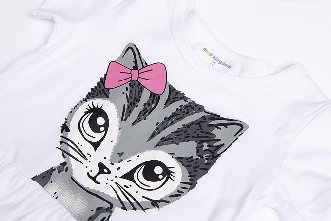 Mud Kingdom Little Girls Dresses Cotton Summer Holiday Cute Cat Dress Short - Image 2