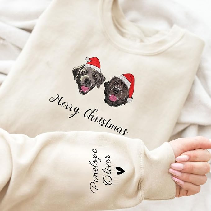 Custom Dog Portrait Embroidered Sweatshirt Pet Photo Embroidery Design Your Pet - Image 2