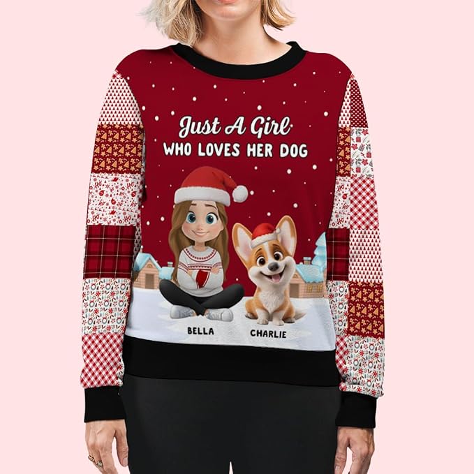 Wrappiness A Girl And Her Dog Christmas Sweatshirt - Image 3