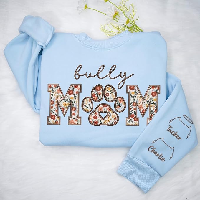 CHILLEVER Personalized Embroidered Dog Mom Sweatshirt, Dog Mama Crewneck - Image 8