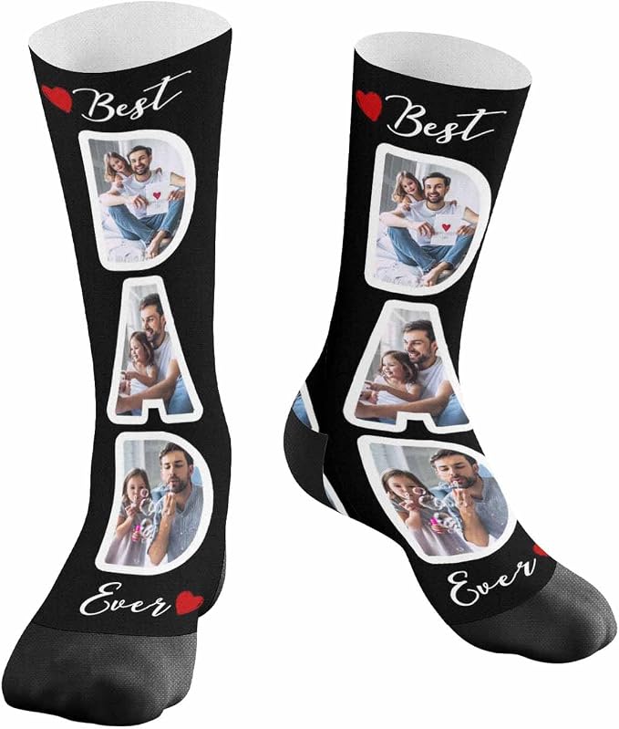 Artsadd Custom Face Socks for Dad Fathers Day Gift Novelty Personalized Photo - Image 3