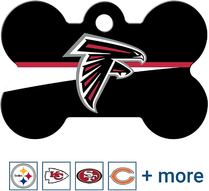 GoTags Personalized Atlanta Falcons Dog Tag, Brass Metal Bone Shape Pet ID Tag - Image 2