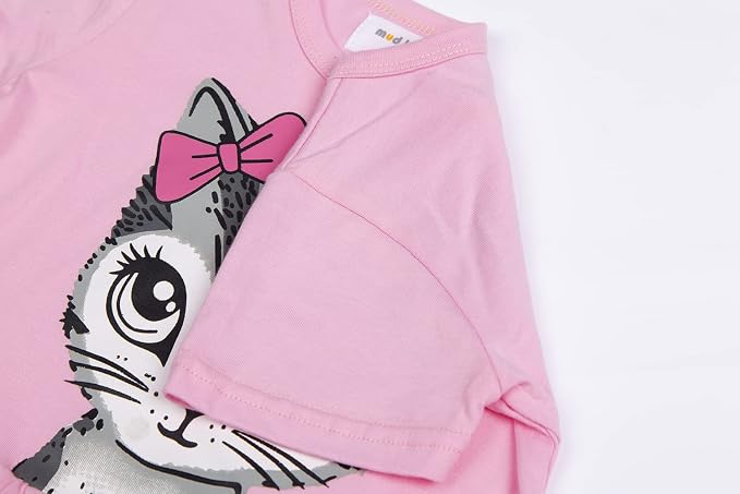 Mud Kingdom Little Girls Dresses Cotton Summer Holiday Cute Cat Dress Short - Image 5