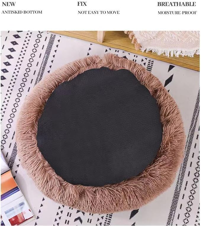 Cat Bed Round Fluffy Hooded Cat Bed Cave, Anti-Anxiety Cave Bed - Image 4