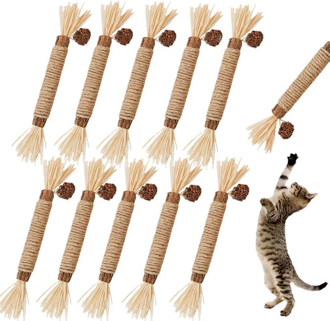 Cat Toys 10Pack Silvervine Chew Stick Kitten Treat Catnip Matatabi Toy Kitty by GREMBEB
