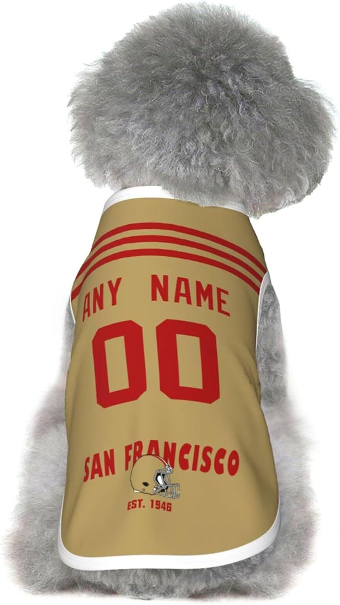San Francisc0 Dog Clothes Jersey Pet Jersey Customized Any Name & Number S-5XL - Image 2