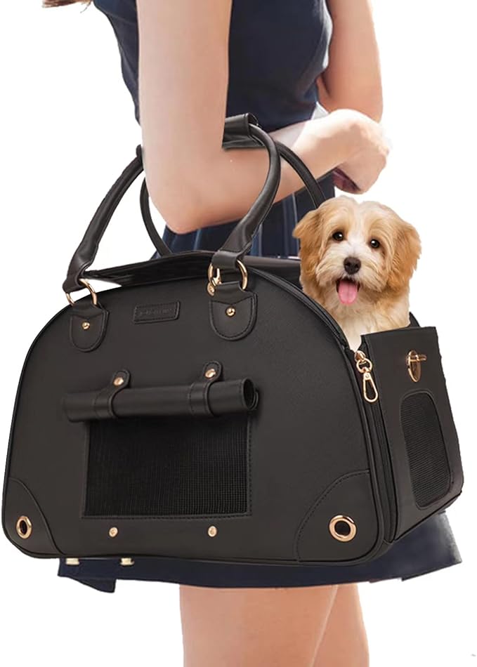 Dog Carrier, Cat Carrier, Pet Carrier, Foldable Premium PU Leather Dog Purse by WelcomeToJohomviin