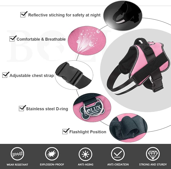 Bolux Dog Harness, No-Pull Reflective Dog Vest, Breathable Adjustable Pet - Image 2