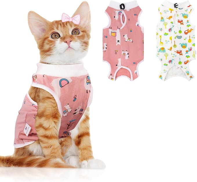 2 PCS Cat Recovery Suit for Spay Abdominal Wounds Cat Onesie for Cats After by Coppthinktu