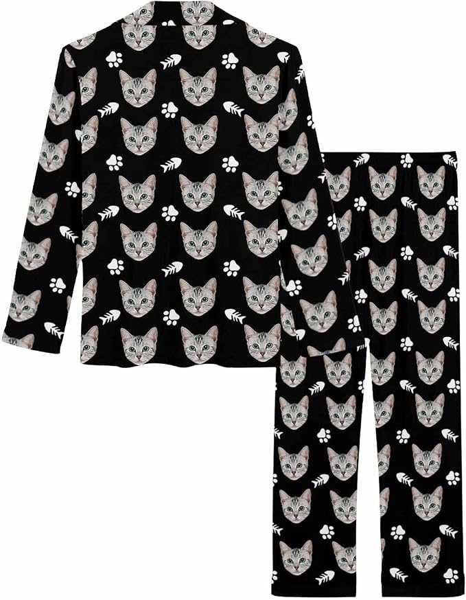 MyPupSocks Custom Face Pajamas for Women Set, Personalized Photo Long Sleepwear - Image 4