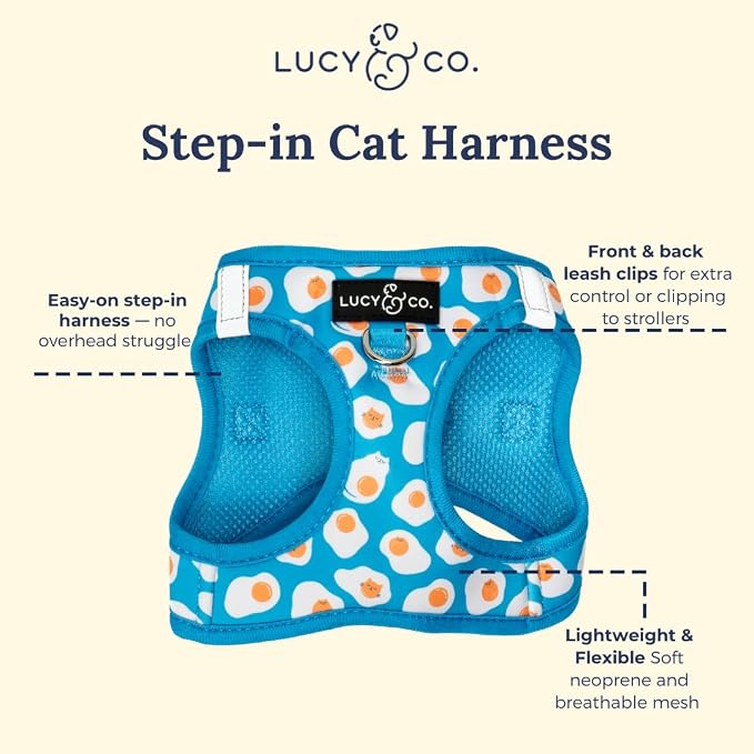 Lucy & Co. Eggcelent Step-in Cat Harness & Leash Bundle – Reflective, - Image 3