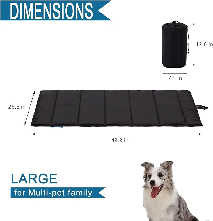 BDEUS 43x25In Large Size Outdoor Dog Bed, Waterproof & Portable Camping Travel - Image 3
