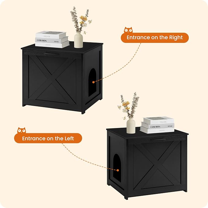 Dwanton Cat Litter Box Furniture Hidden, Cat Litter Box Enclosure, Reversible - Image 5