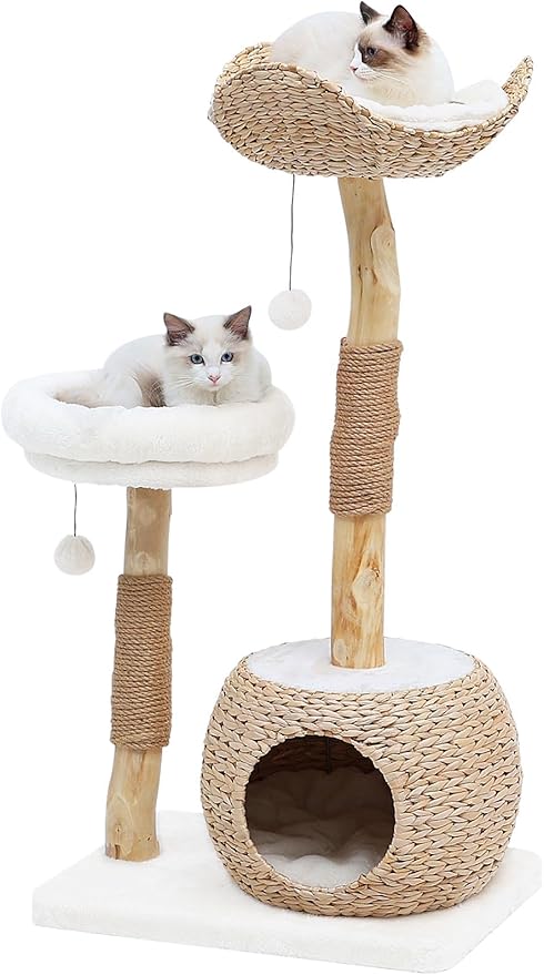 Cat Tree Tower for Indoor Cats, Modern Real Wood Cat Condo by KULAMOONLIFEHOUSE