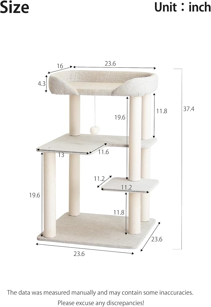 Cat Tree Tower Wooden 37.4'', Large Cat Tree - Image 4
