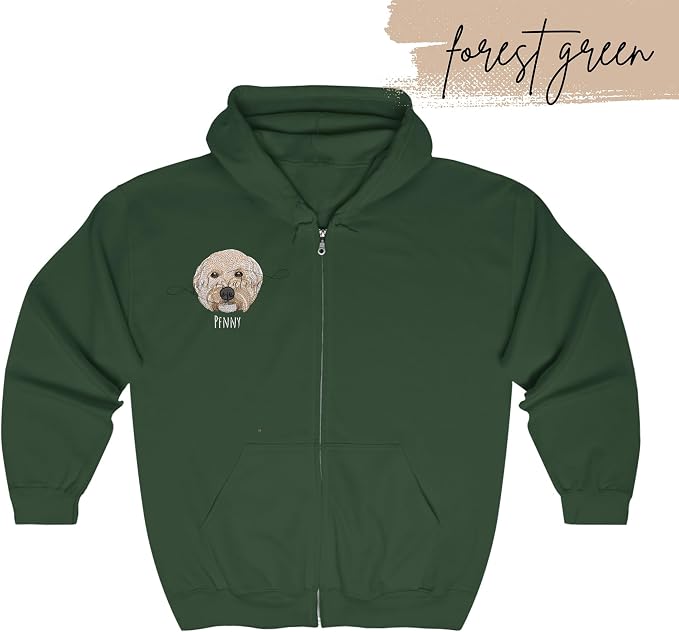 GODMERCH Custom Embroidered Pet Portrait Zip Hoodie From Photo, Personalized - Image 5