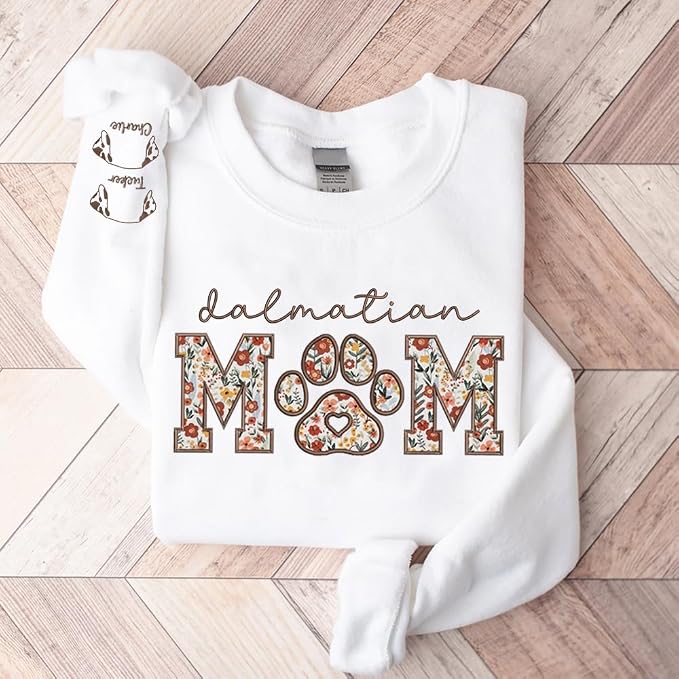 CHILLEVER Personalized Embroidered Dog Mom Sweatshirt, Dog Mama Crewneck - Image 3