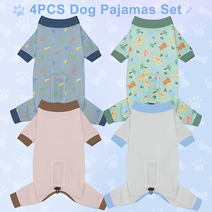 Bienbee Dog Pajamas, 4 Pack Dog Recovery Suit Shedding Suit Cute Soft Puppy - Image 2