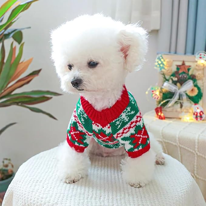 ANIAC Christmas Small Dog Sweater Costume Reindeer Snowflake Cat Turtleneck - Image 6