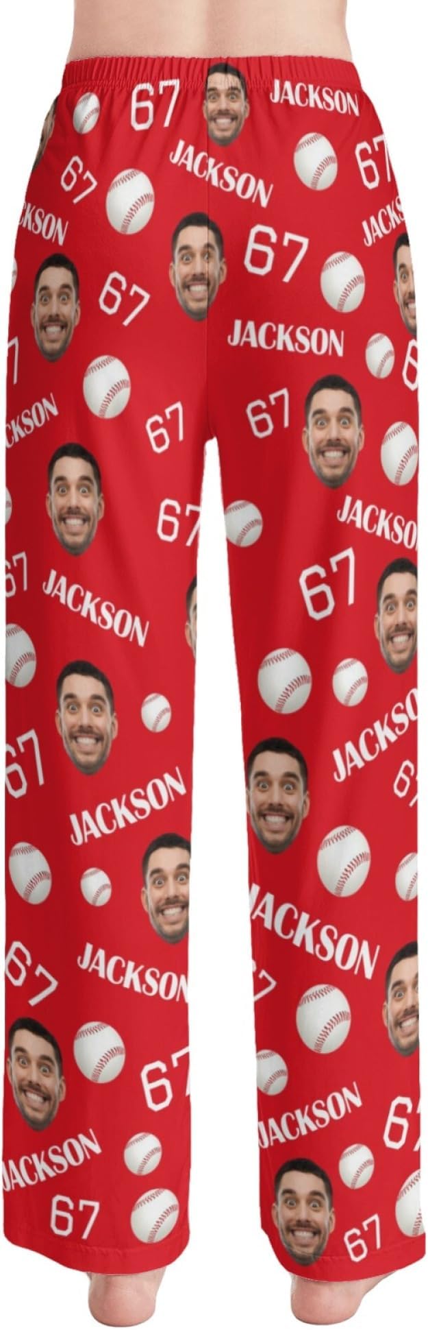 Custom Pajama Pants for Women Men, Personalized 67 Name Photo PJ Family Six - Image 8