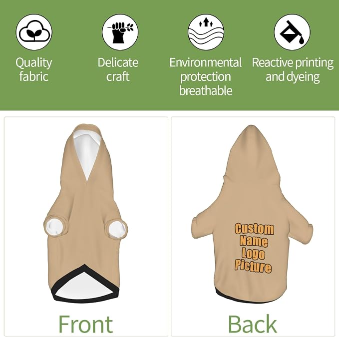Customized Hoodie for Small Cats Add Your Design Photo Text Logo Custom Dog - Image 6