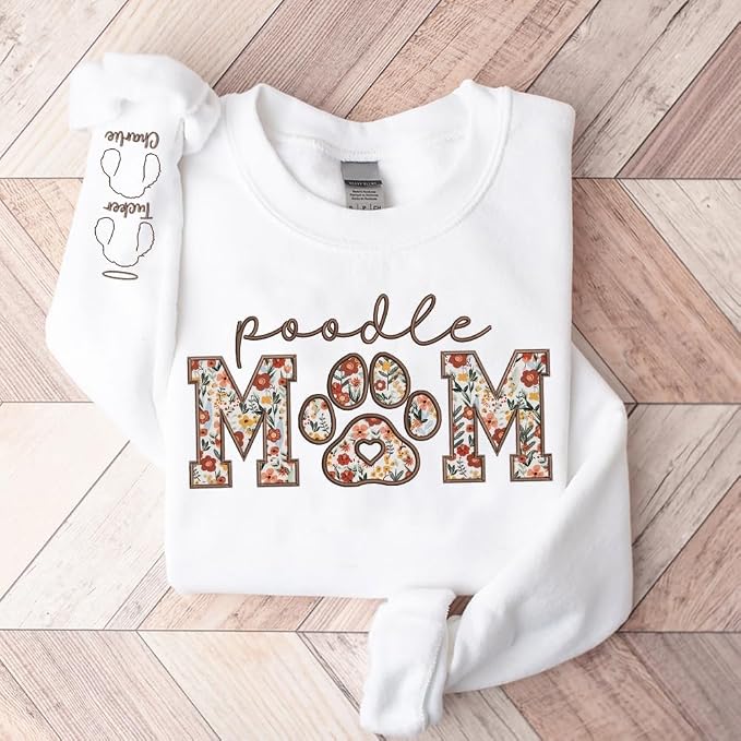 CHILLEVER Personalized Embroidered Dog Mom Sweatshirt, Dog Mama Crewneck - Image 3