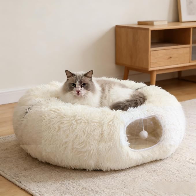 Grelife Cat Tunnel Bed for Indoor Cats, Cute Cat Tunnel Toys, Cat Donut Tunnel by Giveyourfamilygentlecare