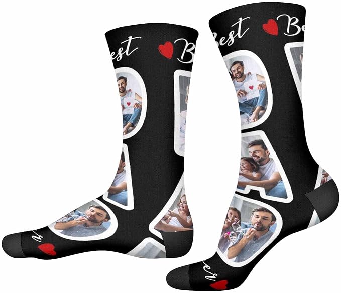 Artsadd Custom Face Socks for Dad Fathers Day Gift Novelty Personalized Photo - Image 4