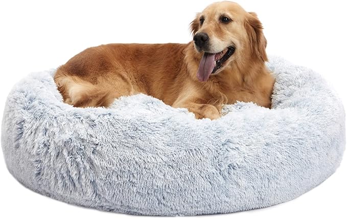 Bedfolks Calming Donut Dog Bed, 36 Inches Round Fluffy by Bedfolks