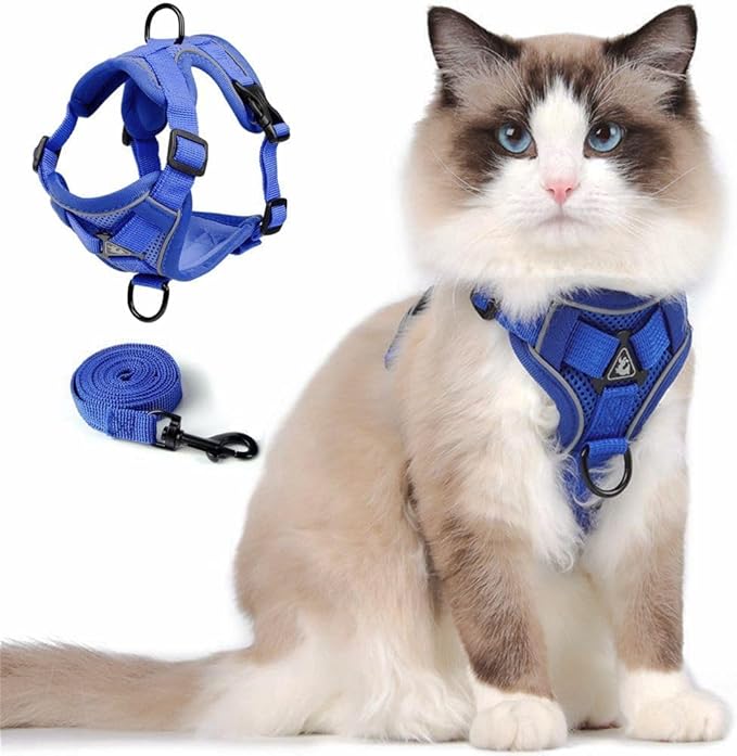 Cat Harness and Leash Set, Upgraded Escape Proof Adjustable Kitten Vest by skmeditec