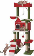 63" Large Christmas Cat Tree Tower Indoor: Tall Modern Cute Heavy Duty Cat by STILLCOVE