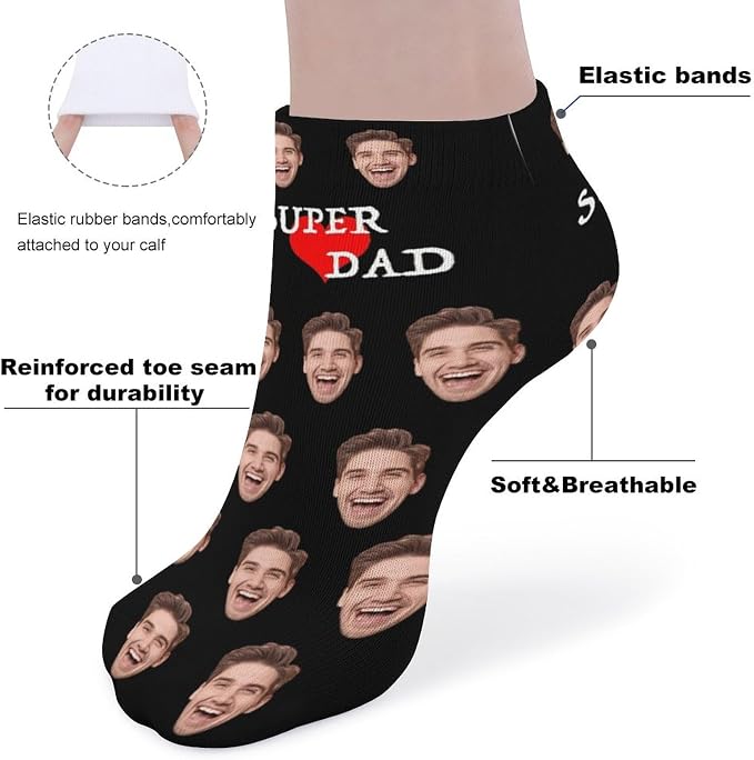 Personalized Ankle Socks with Face Custom Photo Socks Low Cut Ankle Socks - Image 3