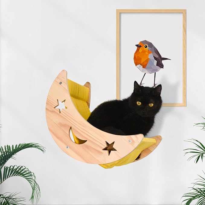 Cat Hammock Moon Bed Wall Mounted Shelf Hammock Shelves and Perches Solid Wood by Theperfectcombinationofcoffeehomeandhealthylivingmakingeverydayadayofrituals