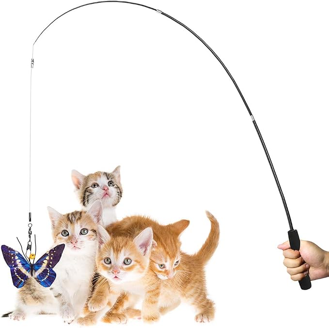 AWOOF Butterfly Cat Wand Cat Toys Set, Realistic Crinkle Catnip Butterflies - Image 7