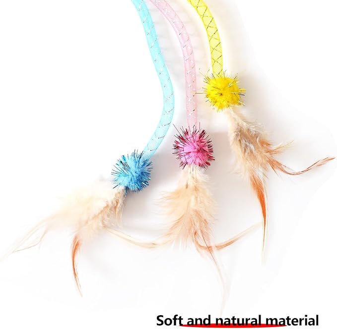 IUHKBH Cat Wands, 3 Colors Mesh Tube Teaser Toys Cute Kitten Wand Interactive - Image 4