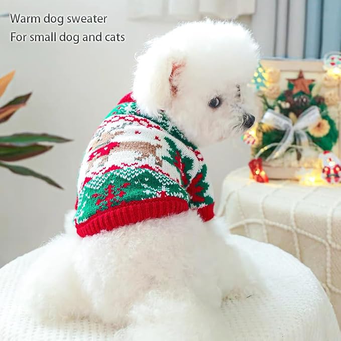ANIAC Christmas Small Dog Sweater Costume Reindeer Snowflake Cat Turtleneck - Image 2