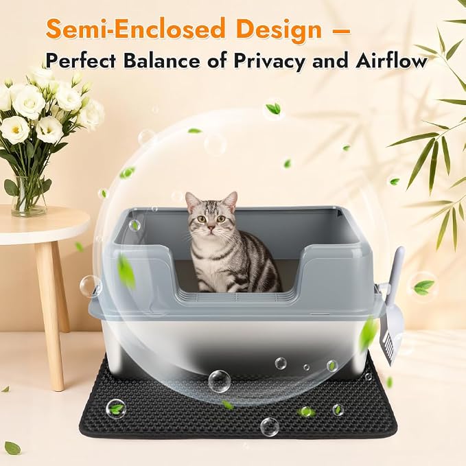 Vivifying XL Stainless Steel Cat Litter Box, High Side Metal Litter Pan - Image 5