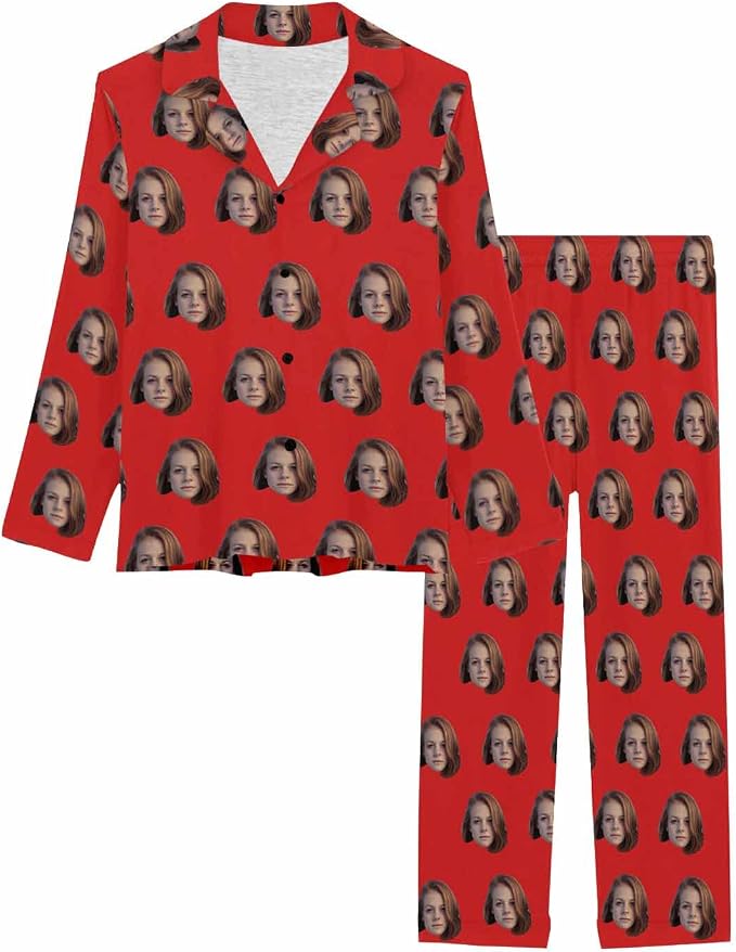 MyPupSocks Custom Face Pajamas for Women Set, Personalized Photo Long Sleepwear - Image 3