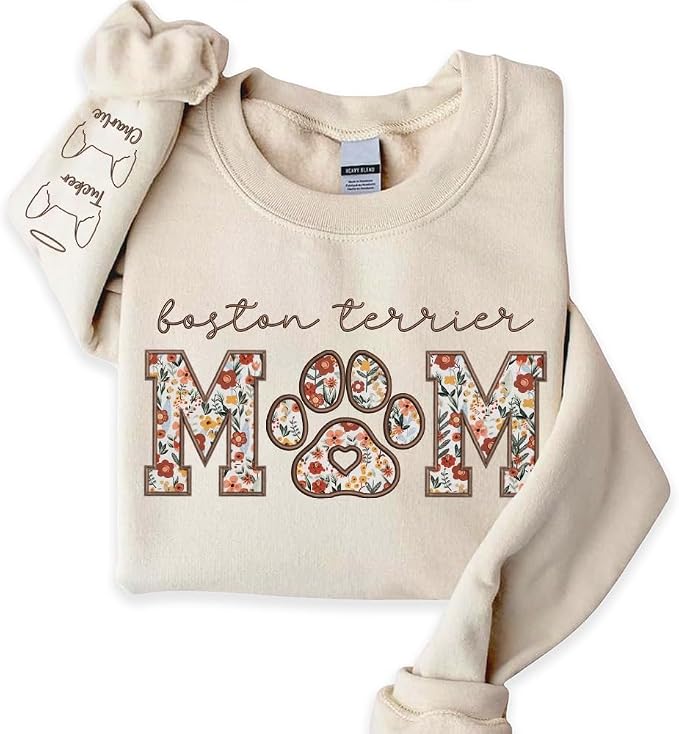 CHILLEVER Personalized Embroidered Dog Mom Sweatshirt, Dog Mama Crewneck by Unknown