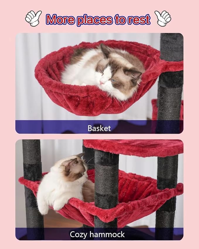 Cat Tree for Indoor Cats Large Adult, 2 Baskets, 2 Condos - Image 5