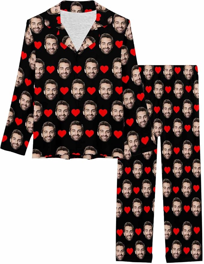 MyPupSocks Custom Face Pajamas for Women Set, Personalized Photo Long Sleepwear - Image 3