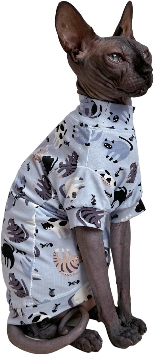 Limited Edition Sphynx Cat Cotton T-Shirts Hairless Cat Sweatshirt Pet Kitten - Image 2