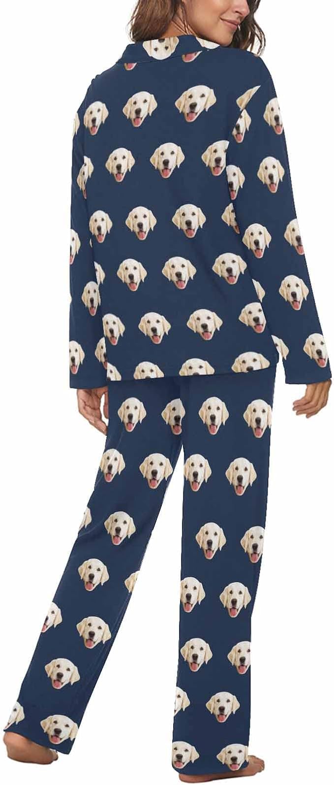MyPupSocks Custom Face Pajamas for Women Set, Personalized Photo Long Sleepwear - Image 2