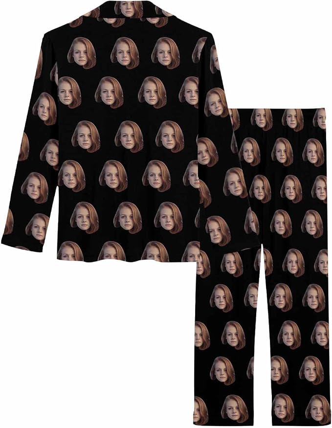 MyPupSocks Custom Face Pajamas for Women Set, Personalized Photo Long Sleepwear - Image 4