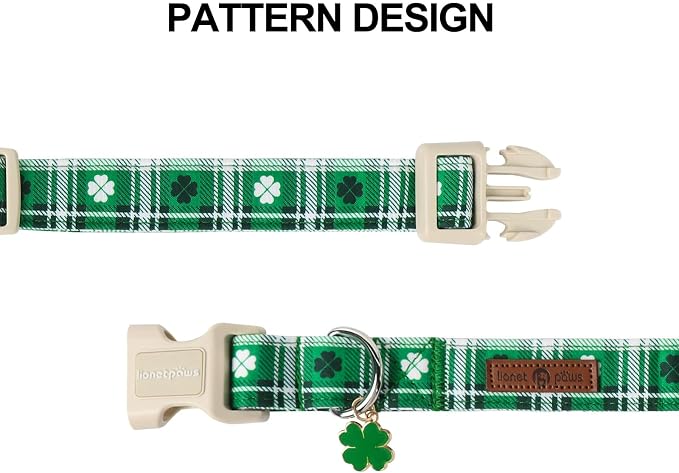 Lionet Paws St. Patrick Dog Collar, Comfortable Adjustable Green Collar - Image 5