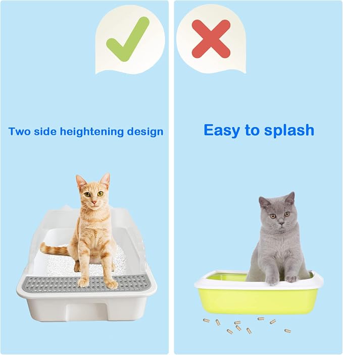 Open Cat Litter Box with High Side, Heightening Anti-Splashing Cats Litter Pan - Image 4