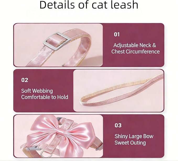 Pink Leash and Pink Bow Harness - Image 8