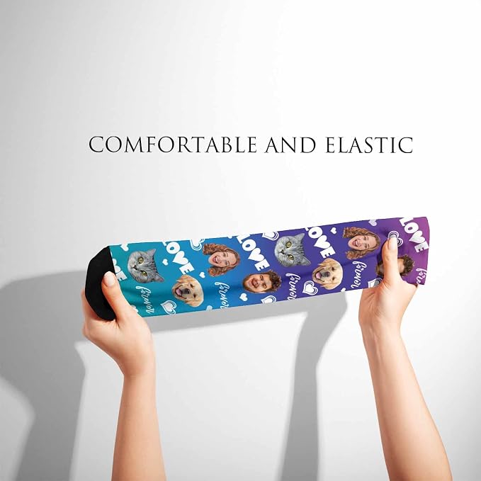 Artsadd Custom Face Socks for Women Men Cat Dog Lovers, Customized Unisex Funny - Image 2
