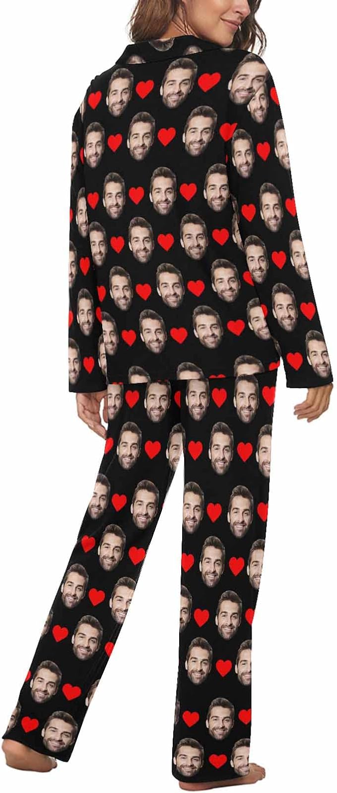 MyPupSocks Custom Face Pajamas for Women Set, Personalized Photo Long Sleepwear - Image 2