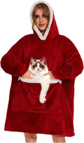 Wearable Blanket Hoodie with Giant Pocket, Soft Warm Sherpa Fleece Oversized by Bupekbee